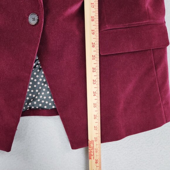 Boden Jacket Womens 14 Red Stretch Velvet Blazer Single Button Classic Career - Picture 7 of 14